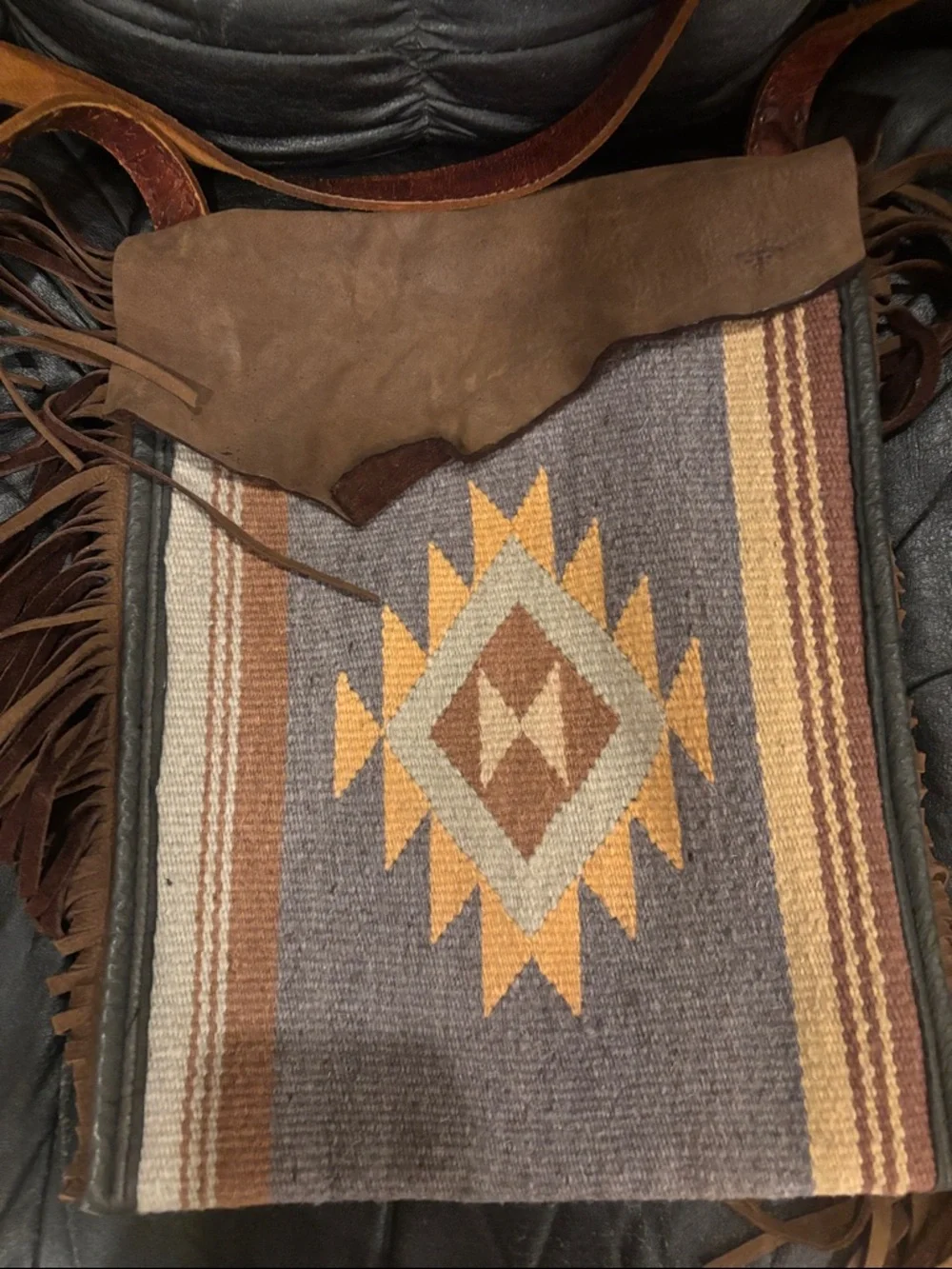 Boho Fringe Shoulder Bag in Brown and Tan - Picture 2 of 4